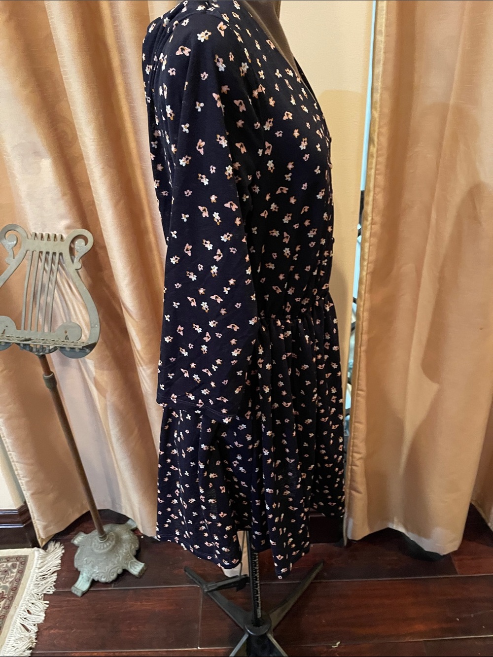 Copper Key Navy Mini Dress with Tiny Cream Floral Print (L) - Picture 7 of 7